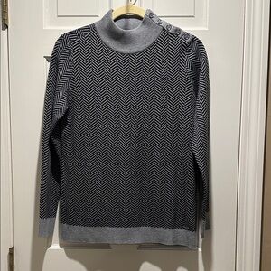 Calvin Klein Black and Gray Turtleneck Sweater